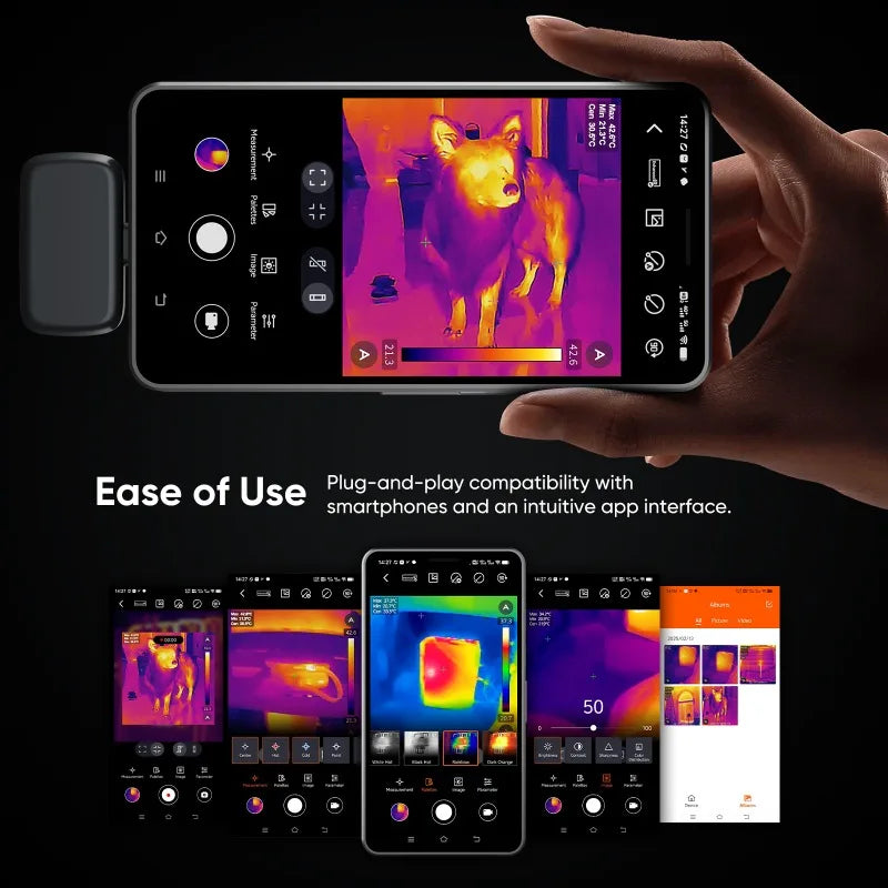 GW192A Thermal Imaging Camera 192X192 Electronics Thermal Camera Repair, for Android Type-C IOS Phone Mobile Thermal Camera