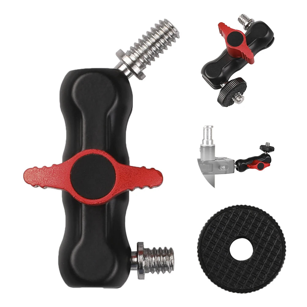 Ball Head Clamp W/ 1/4inch -20 Thread Ball Head Magic Arm Clamp Rotatable Metal Super Clamp for GPS Phone Monitor Video Light