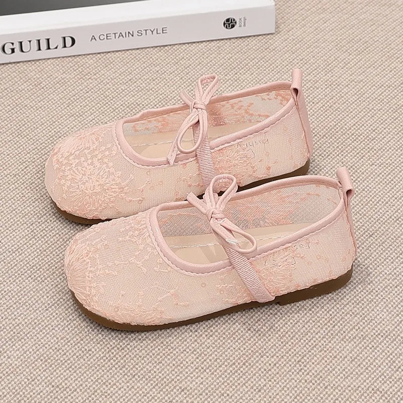 Girls Spring Summer Shoes Newly Comfort Soft Sole Kids Shoes Breathable Non-Slip Casual Sandals Flexible Elegant Princess Flats