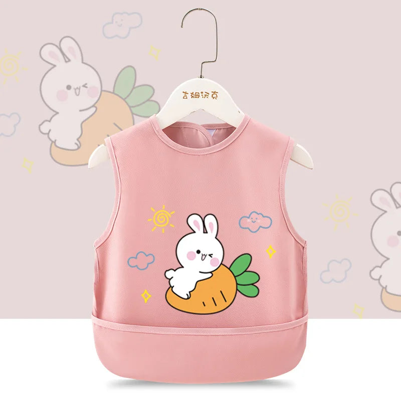 Summer New Baby Apron Cute Cartoon Print Boy Girl Sleeveless Bibs Feeding Burp Cloths Waterproof Kids Saliva Towel