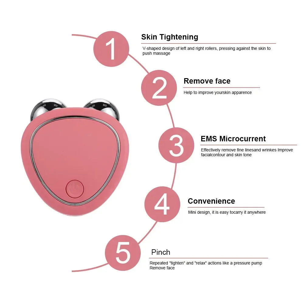 Mini Facial Massage Beauty Instrument Portable USB Charging Multifunctional Skin Care Thin Face Anti Wrinkle Face Firming Lift