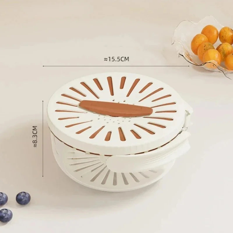 Fruit Drain Basket Foldable Handle Vegetable Washing Bowl Plastic Cleaning Colander Refrigerator Crisper Food Storage Container