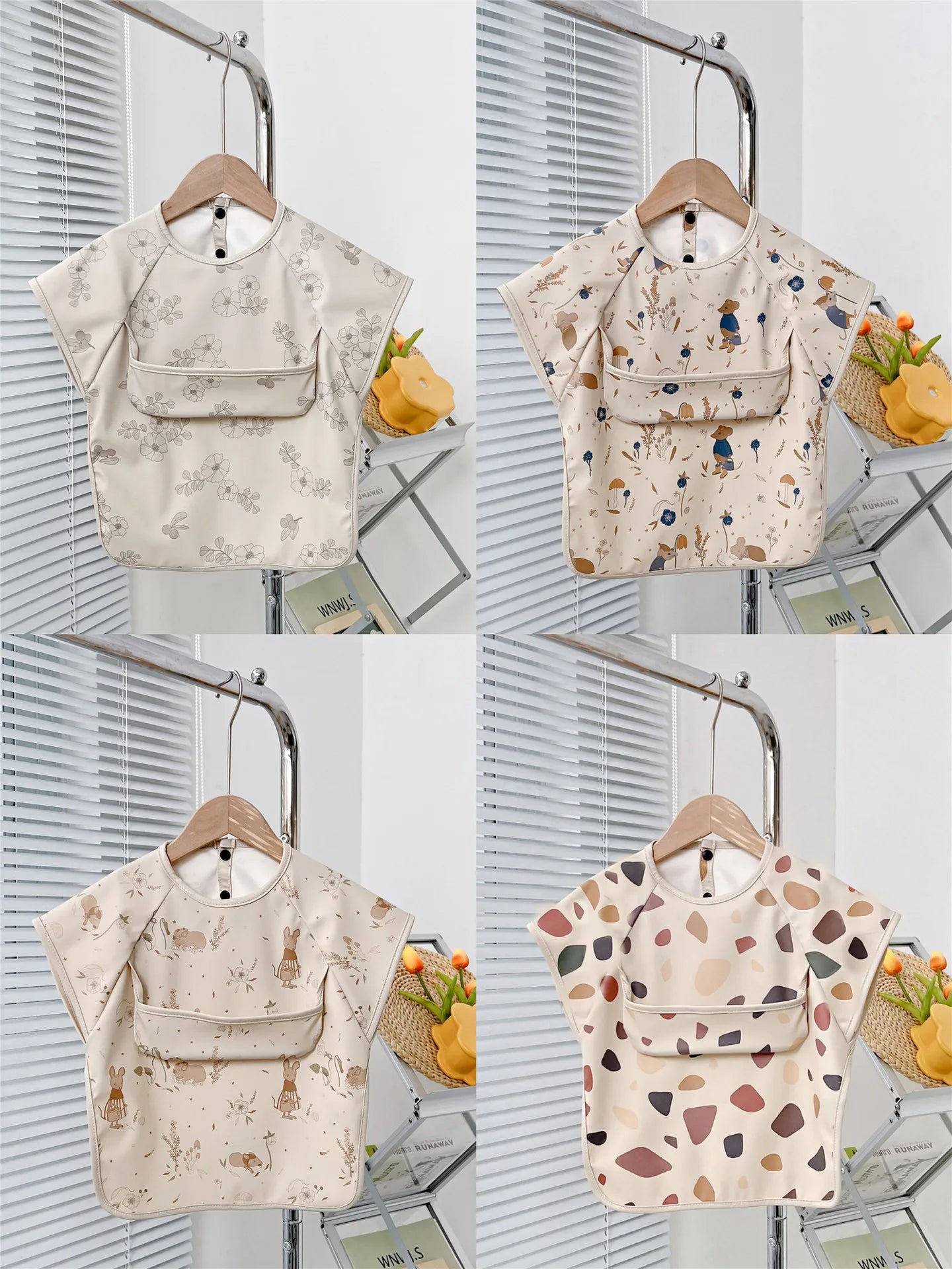 Waterproof PU Infant Sleeveless Bib Baby Feeding Bib Kids Apron Bibs Newborn Burp Cloths for Children Painting Art Smock