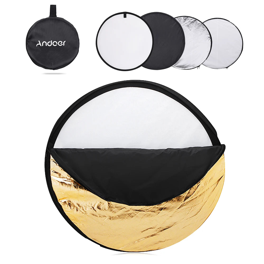 Andoer 24" 60cm Disc 5 in 1 (Gold, Silver, White, Black, Translucent) Multi Portable Collapsible Photography Studio Photo Light