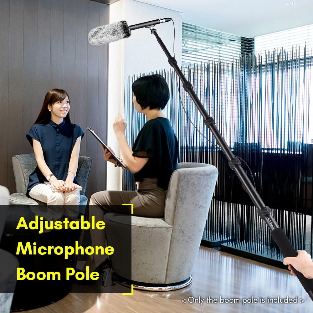 Andoer Handheld Microphone Boom Arm 4-Section Extendable Mic Arm Aluminum Alloy Boom Pole for Microphones 1/4 Inch Screw Thread