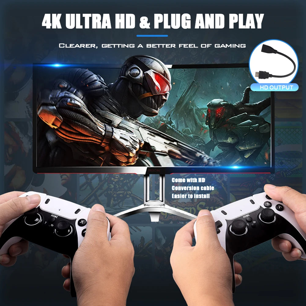 M8 PRO 4K Video Game Console Wireless Controller Gamepad Built-in 10000+ Games Handheld Game Player HD TV Game Stick for PS1 GBA