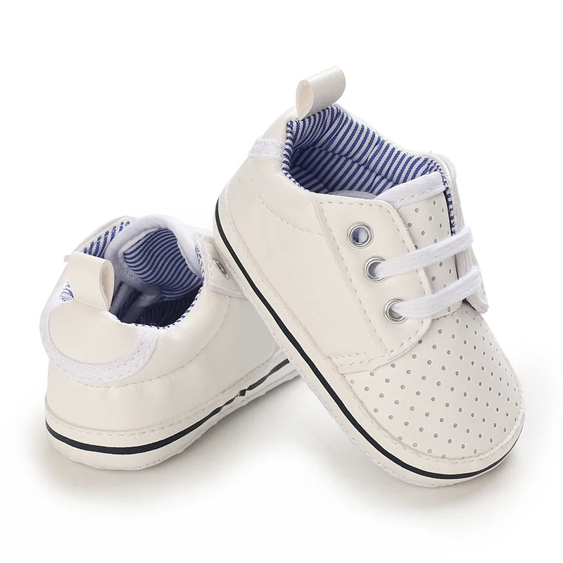 0-18 Months Infant Spring Shoe Newborn Infant Girls and Boys Recreational Baptism Non-Slip Walking Shoe White Soft-soled Sneaker