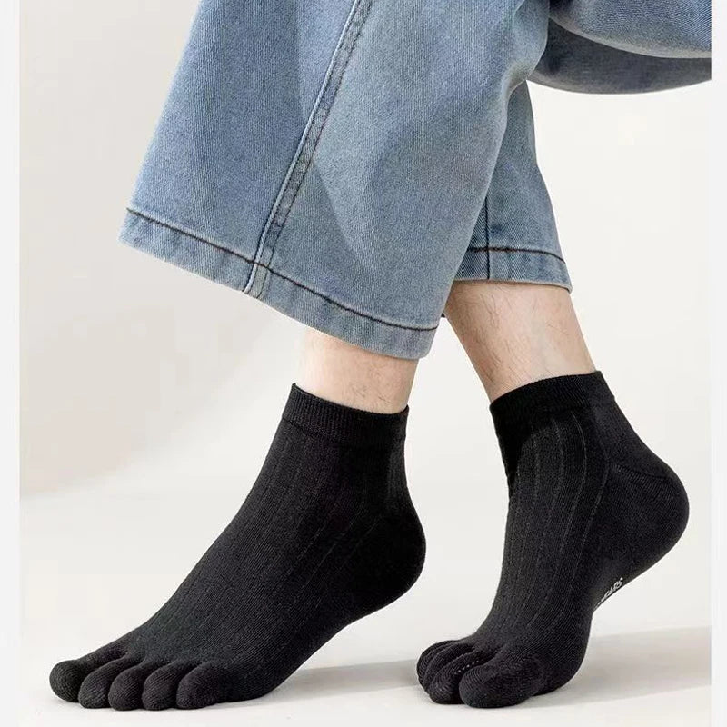 5 Pairs Toe Socks Men Short Breathable Mesh Cotton Casual Thin High Quality Five Finger Socks Low Cut Sports Running Ankle Socks