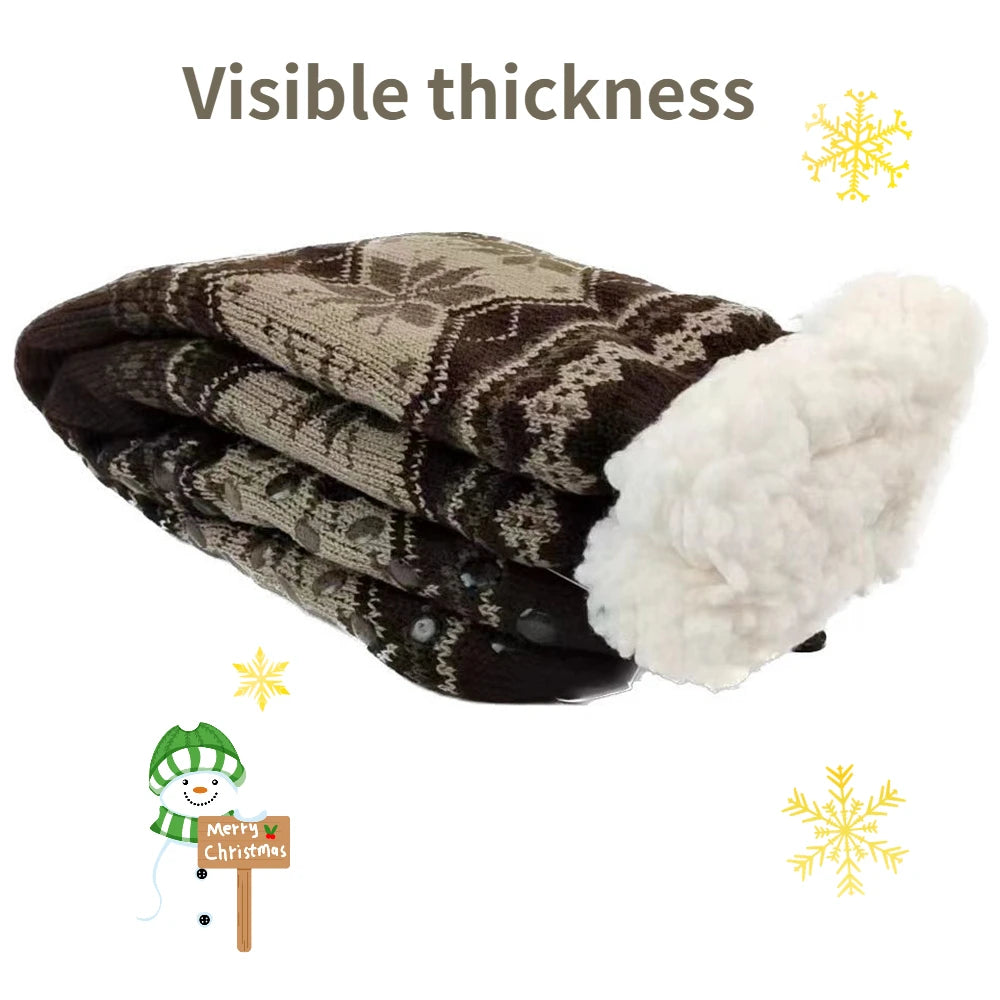 Mens Fluffy Sock Thermal Winter Warm Short Soft Non Slip Floor Fuzzy Fleece Plush Grip Sleeping Slipper Sock Male Christmas Gift