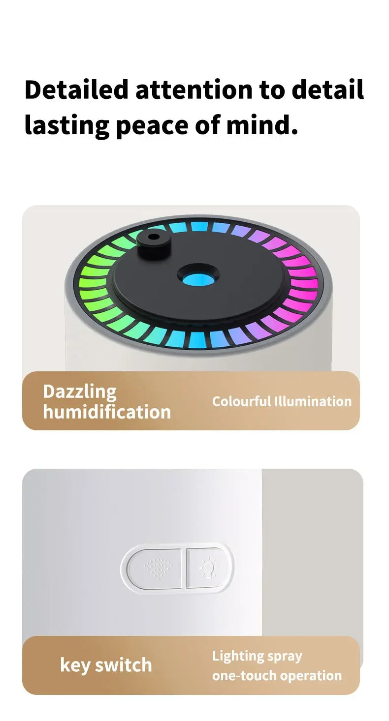 Car Air Humidifier with Starry Sky Lights Mini Aromatherapy Essential Oil Ultrasonic Diffuser Color Night Light Humidifier