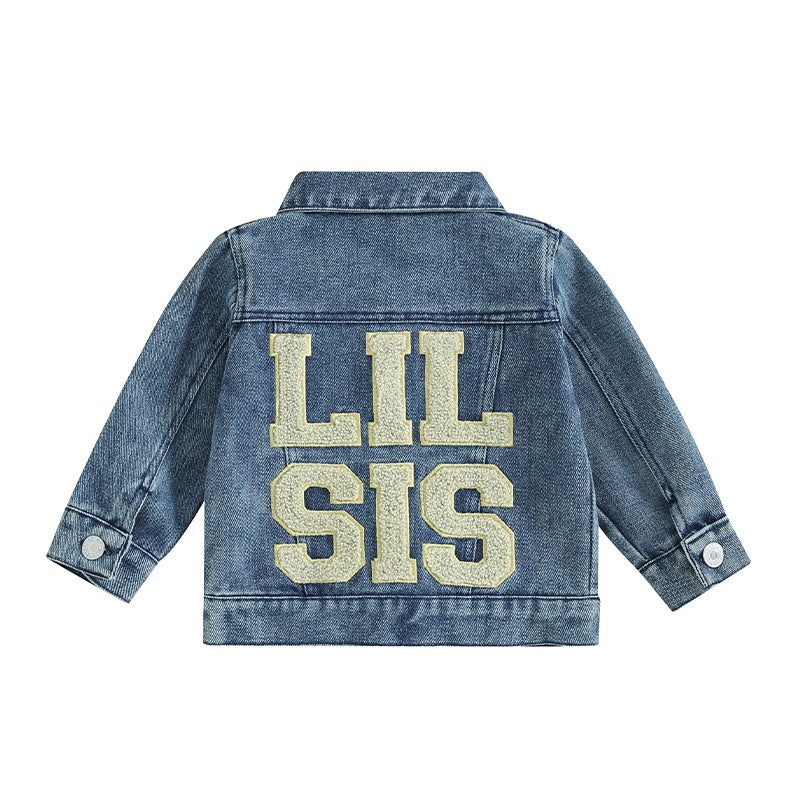 0-18M Newborn Baby Girl Denim Jackets Long Sleeve Back Letter Embroidery Jean Coats Infant Outerwear Spring Fall Clothes