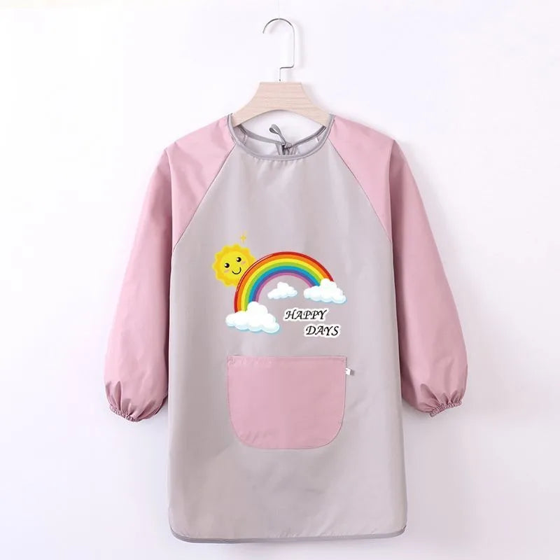 Kids Painting Apron Waterproof Art Smocks Child Girl Smocks for Painting Arts Aprons with Long Sleeve Uniform Xmas Birthday Gift