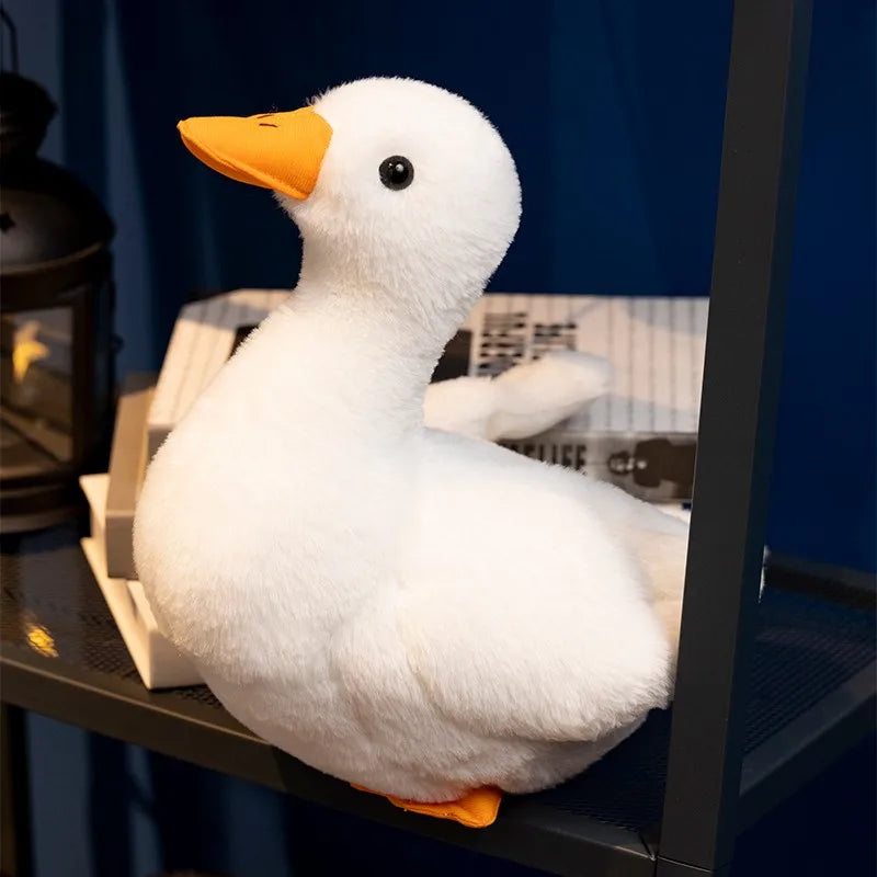 Kawaii Lifelike Duck Plush Toy Realistic Cute White Goose Stuffed Animal Toys Gifts For Kids Pets Simulated Duck Birthday Gifts