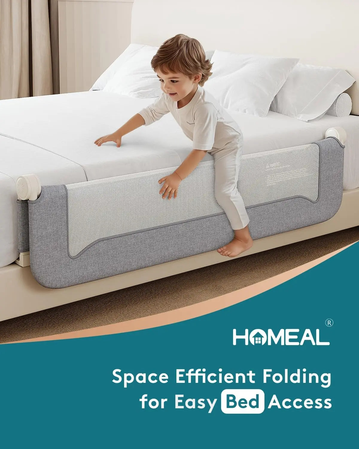 Bed Rail For Toddlers, 59In Swing Down Baby Bed Rail Guard, Toddler Bed Rails For King Size Beds, Twin, Full, Queen, Bed Guard
