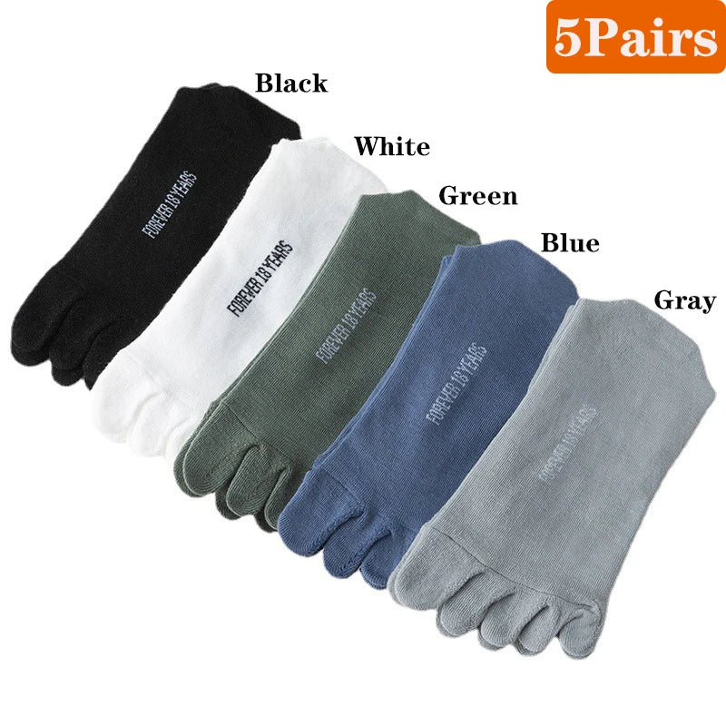 5 Pairs Toe Socks Men Short Breathable Mesh Cotton Casual Thin High Quality Five Finger Socks Low Cut Sports Running Ankle Socks