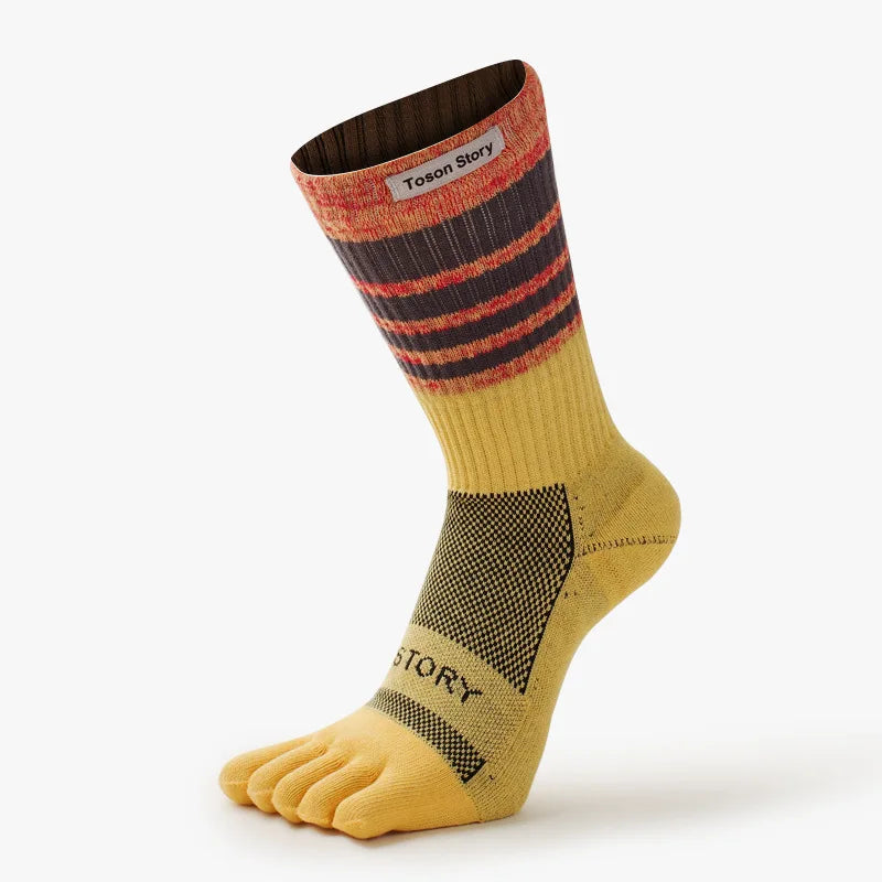 Men's Sports Five Finger Cotton Socks Sweat Absorption Anti-odor Autumn Winter Towel Base Terry Long Tube Split Toe Socks