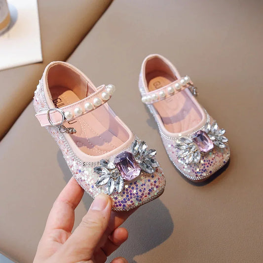 2025 New Fashionable Stylish Princess Crystal Shoes For Girls Children's Dance Kids Shoes Wholesale Medium