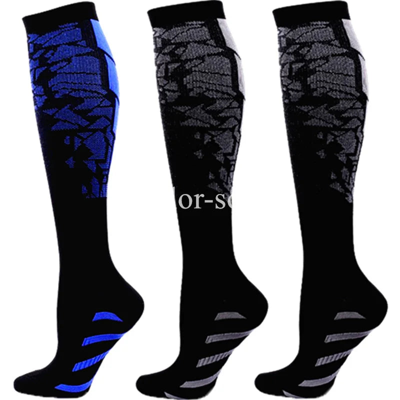 3 Pairs Lot Pack Compression Socks Running Men Women Floral Prints Stockings Sports Anti-Fatigue Compression Socks Bulk Sales