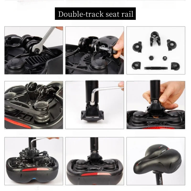 Bicycle seat pad thickened and waterproof universal mountain road seat pad shock-absorbing ball model charging tail light design
