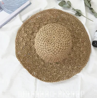 Summer Straw Hat for Women Large Brim Sun Hat Folding Travel Beach HatSun Shade Parent-child Hat Mom Girls Sun Hats