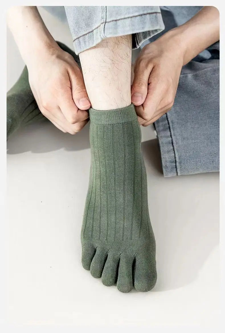 5 Pairs Toe Socks Men Short Breathable Mesh Cotton Casual Thin High Quality Five Finger Socks Low Cut Sports Running Ankle Socks