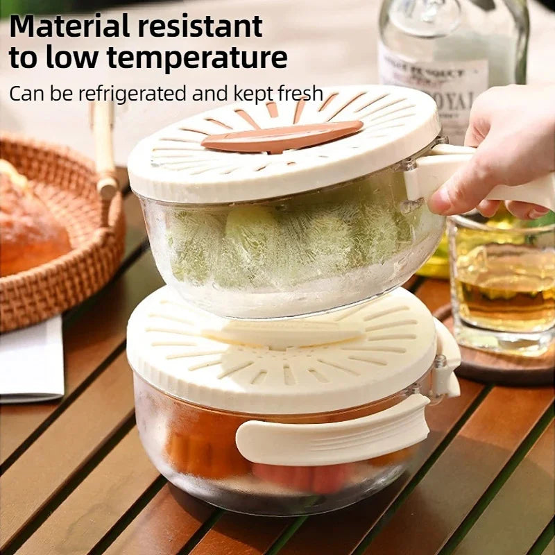 Fruit Drain Basket Foldable Handle Vegetable Washing Bowl Plastic Cleaning Colander Refrigerator Crisper Food Storage Container