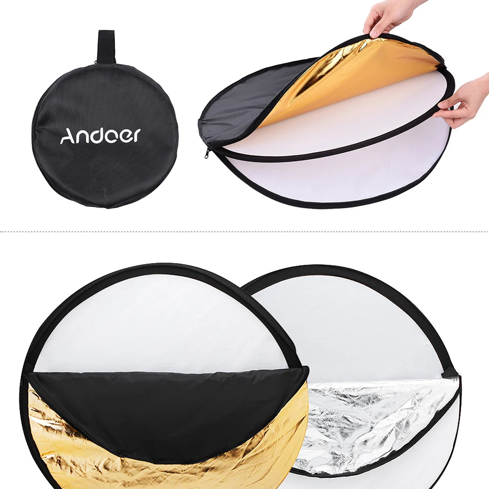Andoer 24" 60cm Disc 5 in 1 (Gold, Silver, White, Black, Translucent) Multi Portable Collapsible Photography Studio Photo Light