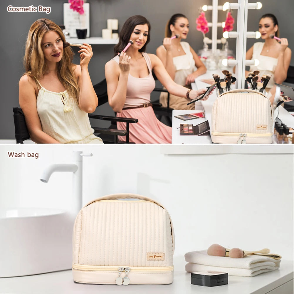 Girls Cosmetic Bag for Makeup PU Leather Make Up Organizer Case Handbag Women Travel Toiletry Storage Pouch Make Up Case