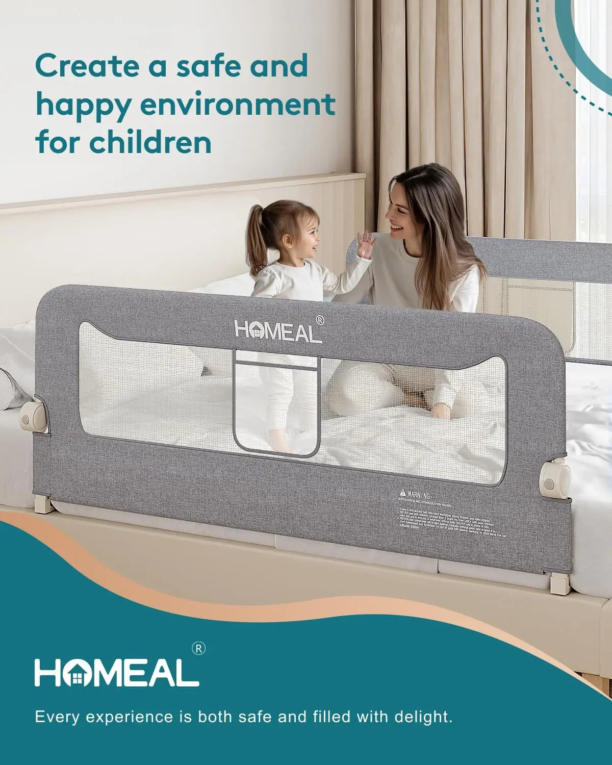 Bed Rail For Toddlers, 59In Swing Down Baby Bed Rail Guard, Toddler Bed Rails For King Size Beds, Twin, Full, Queen, Bed Guard