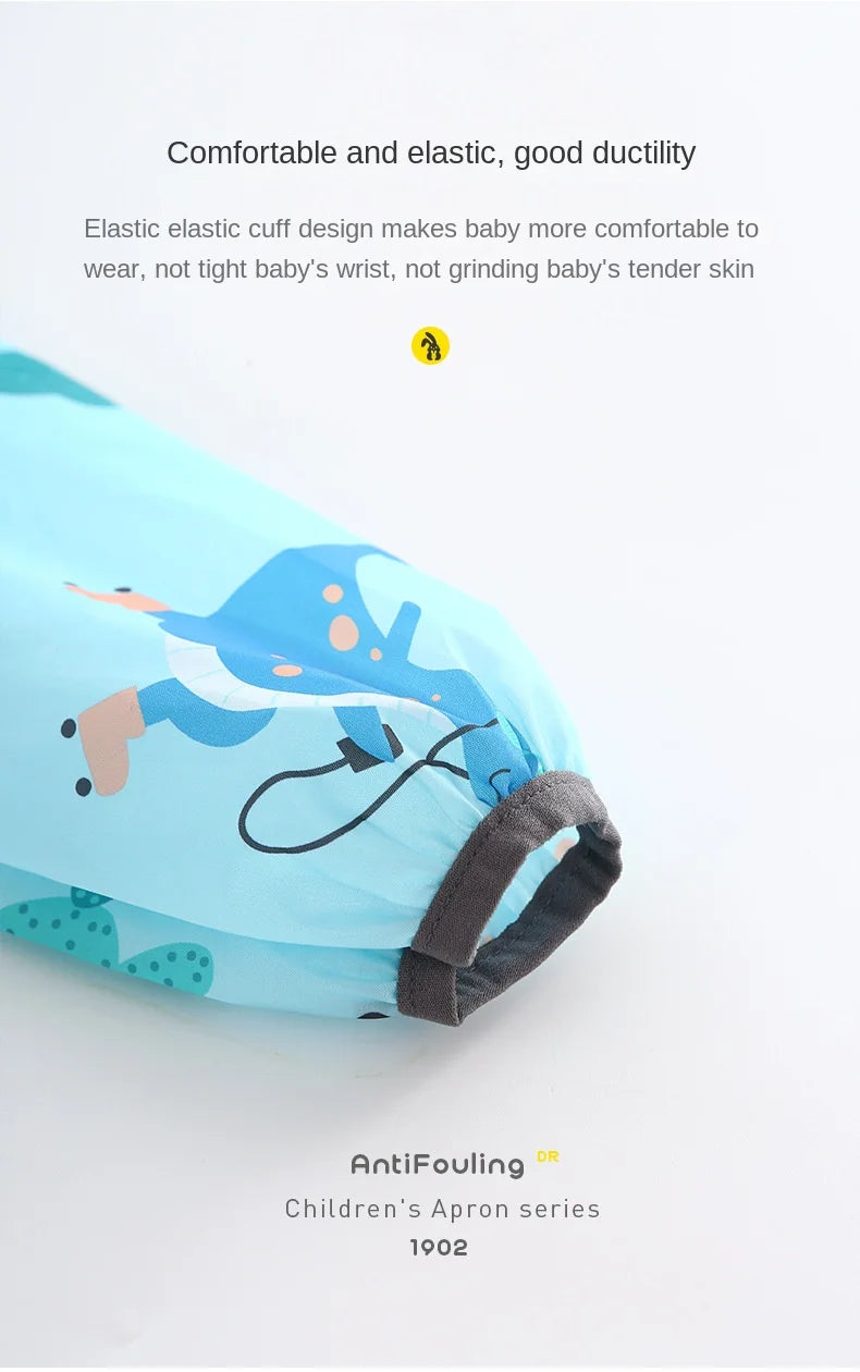 Children's Painting Blouse Waterproof and Anti-dirty Baby Eating Clothes Painting Small Apron Long-sleeved Art Kindergarten Bibs