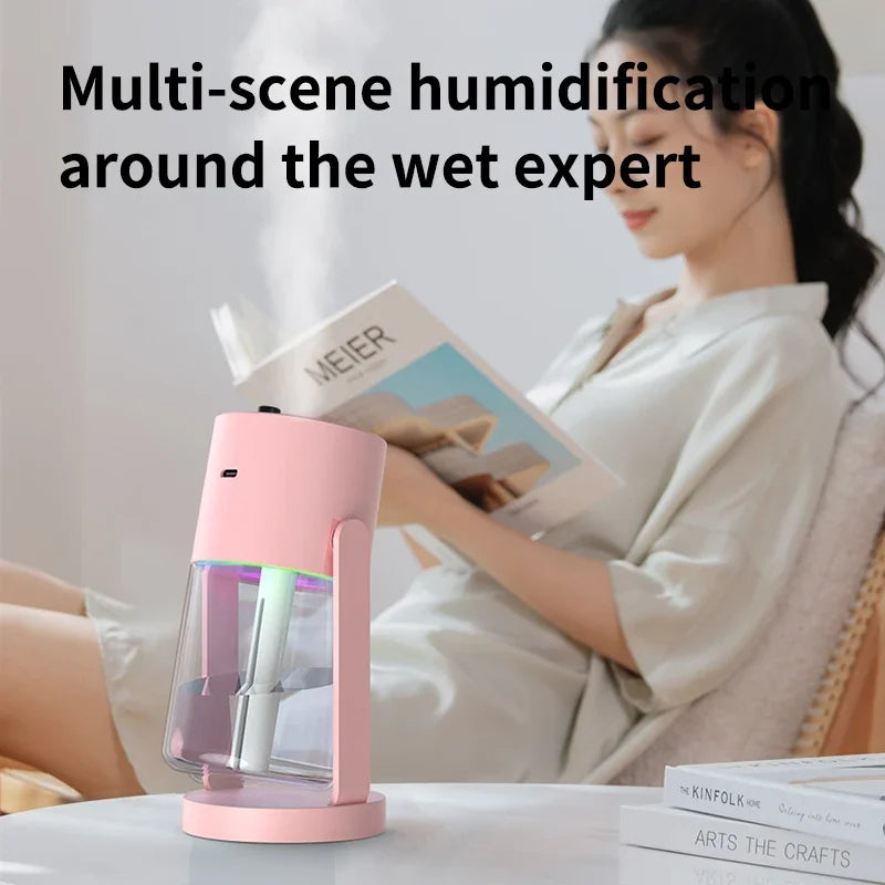 Car Air Humidifier with Starry Sky Lights Mini Aromatherapy Essential Oil Ultrasonic Diffuser Color Night Light Humidifier