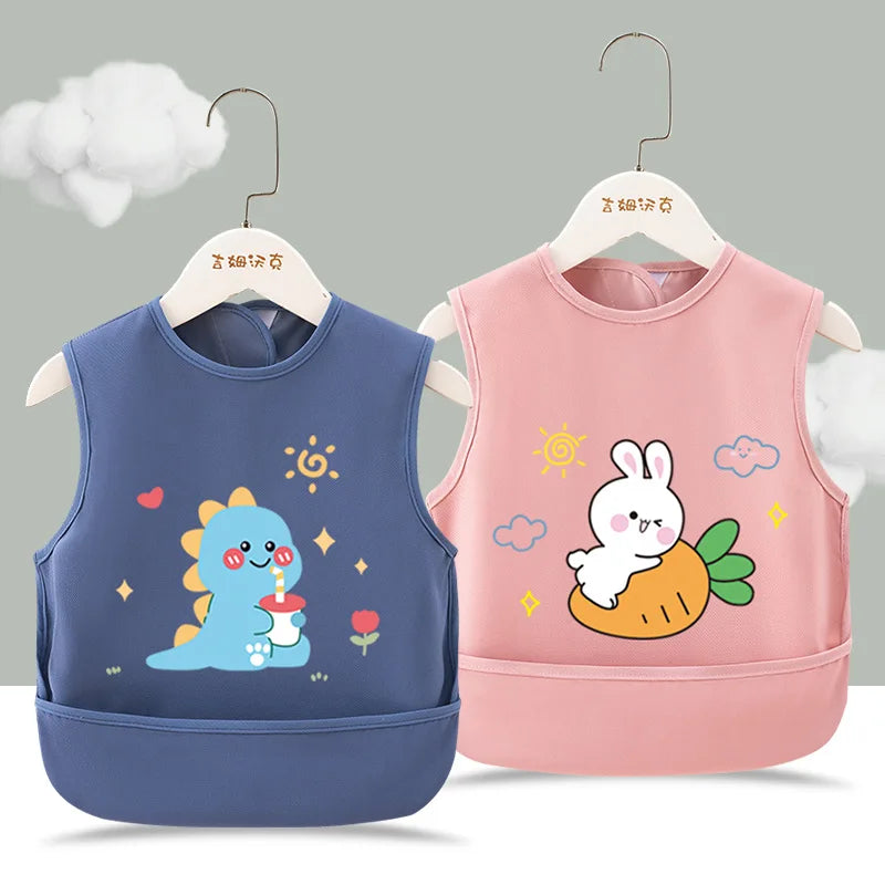 Summer New Baby Apron Cute Cartoon Print Boy Girl Sleeveless Bibs Feeding Burp Cloths Waterproof Kids Saliva Towel