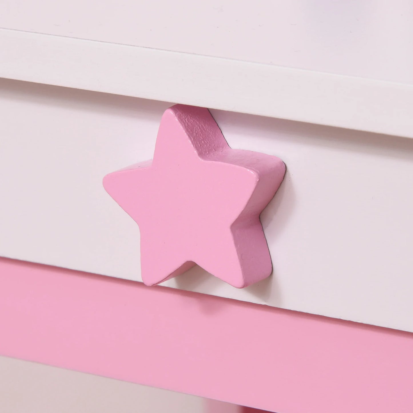 HOMCOM Unicorn-Designed Girls Dressing Table with Mirror for Toddles Girls Age 3-6 Years, Acrylic Mirror, Pink and White