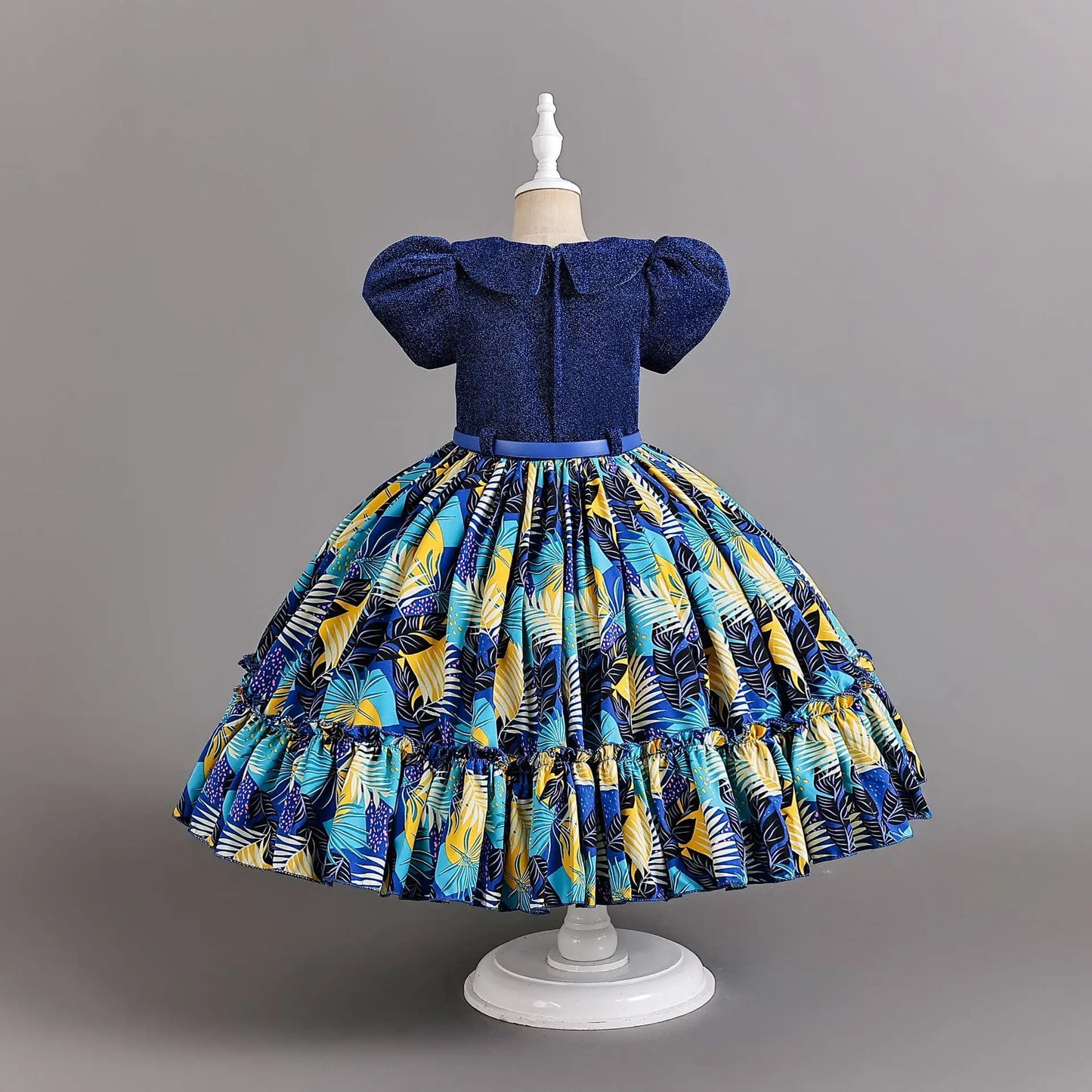 Girl Print Dress for Performance Children Dresses for Girls Kids' Clothes with Sashes Ceremony 3 to 12 Years