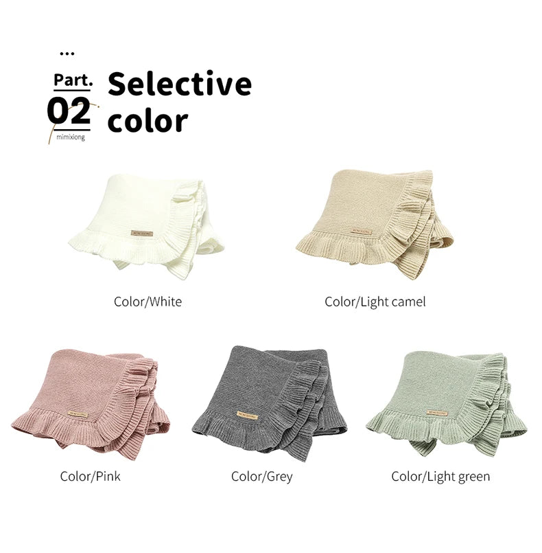 Baby Blankets Knitted Infant Boys Crib Bedding Quilt Girls Plaid 90*70cm Newborn Stroller Swaddling Warp Fashion Solid Ruffles