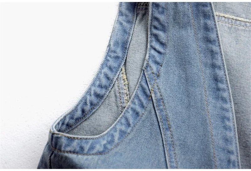 Fashion Denim Vest Female Streetwear V Neck Women Vest Summer Large Size Waistcoat Jeans Tops Sleevless Jacket Chaleco Mujer 6XL