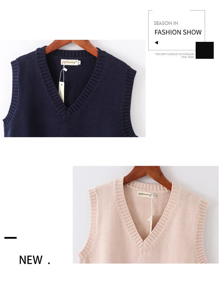 Japanese School JK Uniform Sweater Vest High School Uniform For Girls Boy Cosplay Halloween Winter Anime Vest cute Knitting Coat
