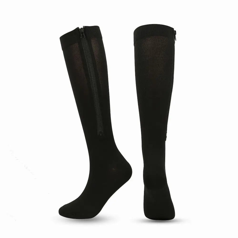 1 Pair Zipper Compression Socks Women Men High Elasticity Nylon Closed Toe Pressure Stocking For Edema Varicose Veins
