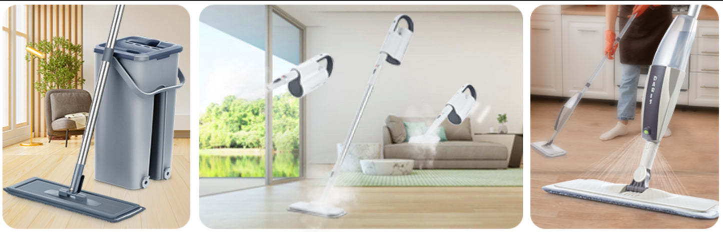 Magic Floor Cleaning Sweeper Brooms With Microfiber Pads 360° Rotation Flat Spray Floor Mop Broom For Cleaning Home Spin Mop