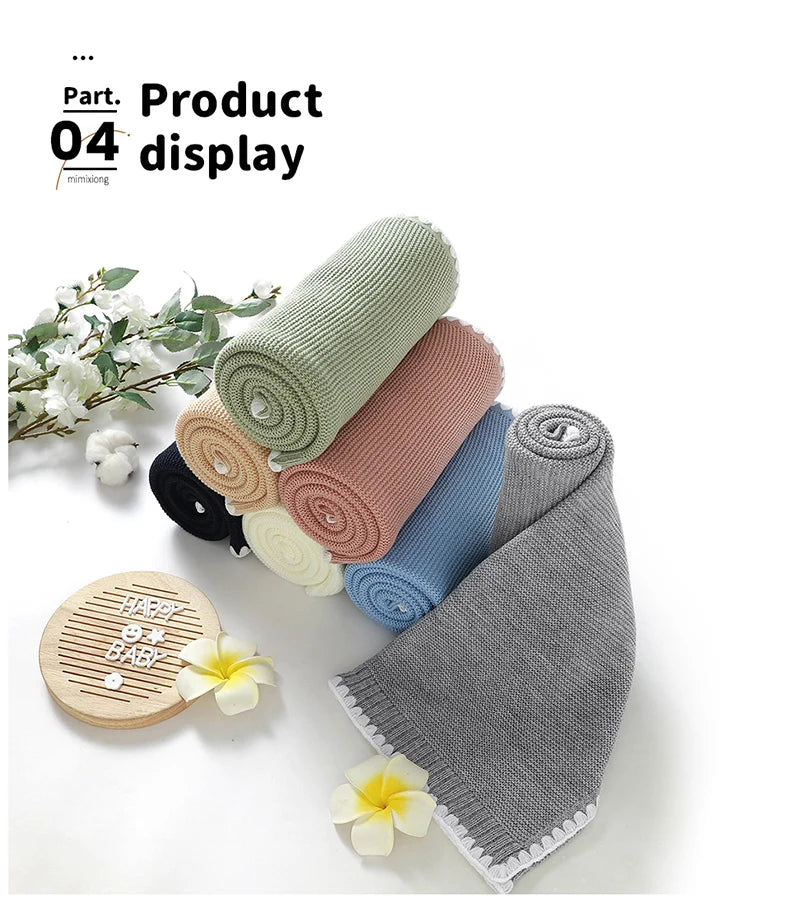 Baby Blankets Knitted Newborn Boy Girl Bedding Quilt 90*70CM Plaid Infant Stroller Swaddle Envelop Wrap Fashion Solid Super Soft
