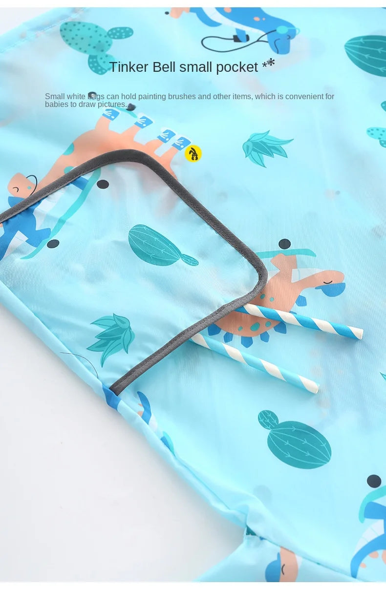 Children's Painting Blouse Waterproof and Anti-dirty Baby Eating Clothes Painting Small Apron Long-sleeved Art Kindergarten Bibs