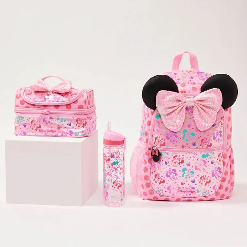 Cartoon Australia Smiggle Disney Minnie Girls Student School Bag Stationery Pen Case Lunch Bag Double Shoulder Backpack Gift