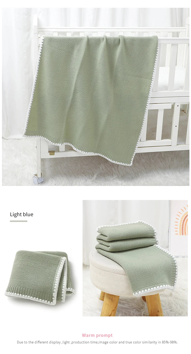 Baby Blankets Knitted Newborn Boy Girl Bedding Quilt 90*70CM Plaid Infant Stroller Swaddle Envelop Wrap Fashion Solid Super Soft
