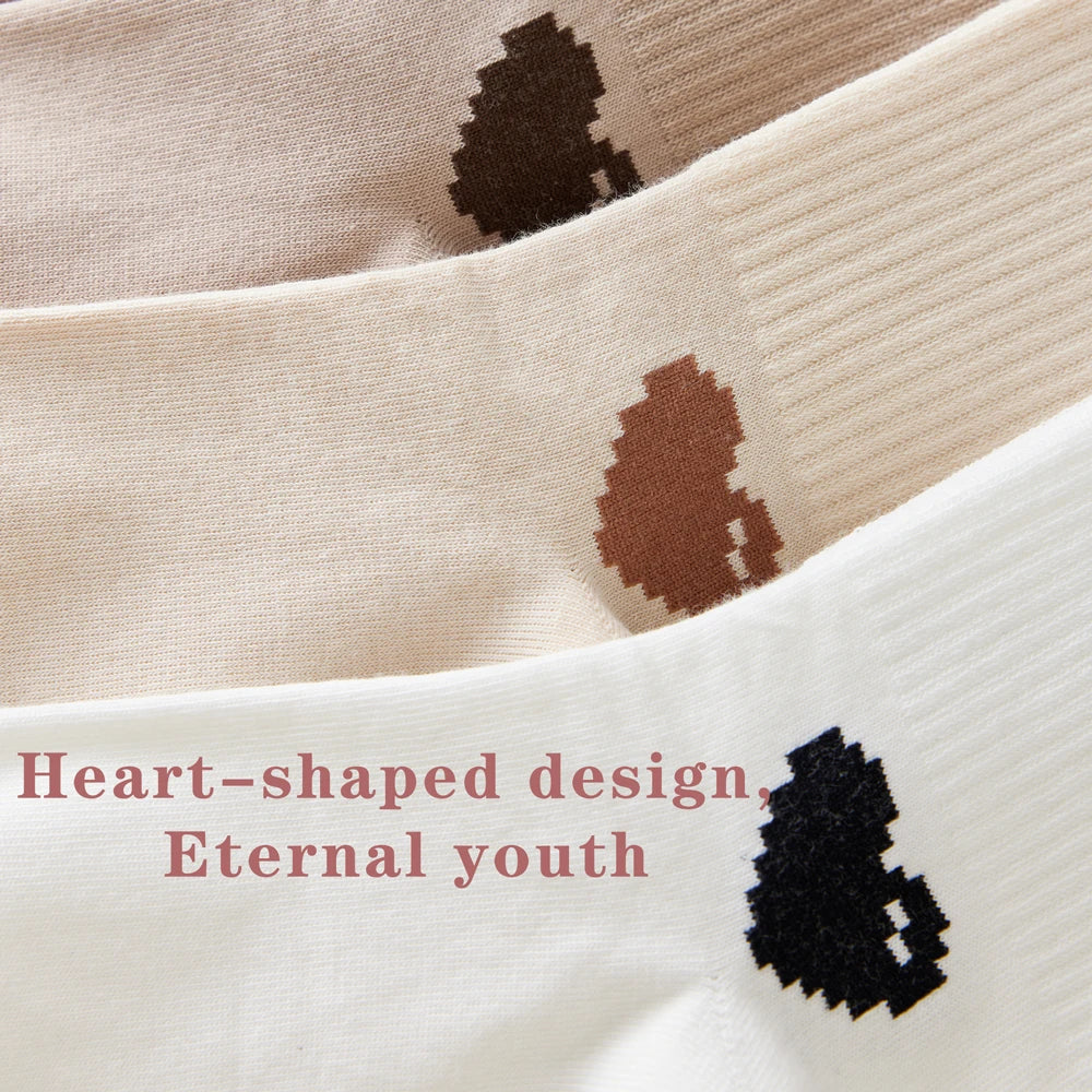 1 Pairs Spring-Autumn Trend Compression Calf Socks Women Heart Print Cotton High Socks Odor-Resistant for Slimming Legs All-Day