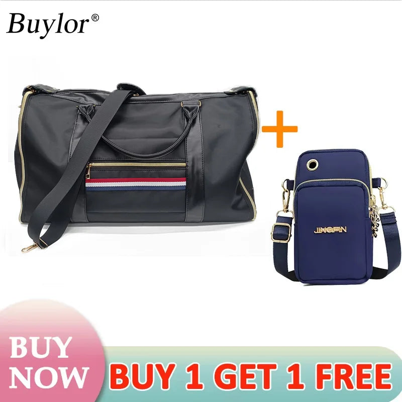 Buylor 2pcs Bags Folding Suit Bag Large Capacity Travel Luggage Bag With Shoe pouch Waterproof Women Handbag Outdoor Fitness Bag