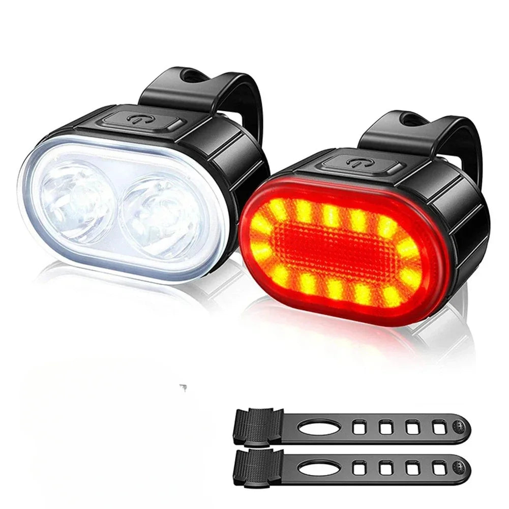 Cycling Bicycle Front Rear Light Set Bike Defense Flashlight Stick MTB Waterproof Taillight LED Lantern Bicycle Accessories
