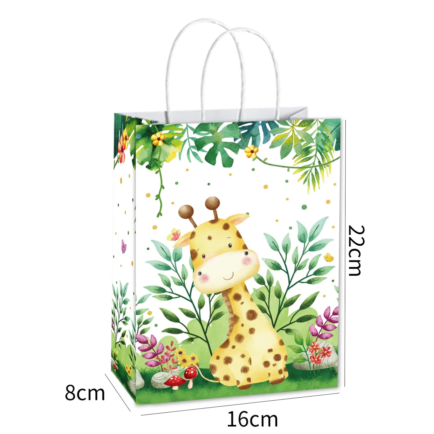 10-49pcs Cartoon Jungle Animals Gift Handbag Zebra Tiger Giraffe Fox Candy Package Jungle Theme Birthday Party Decor Supplies