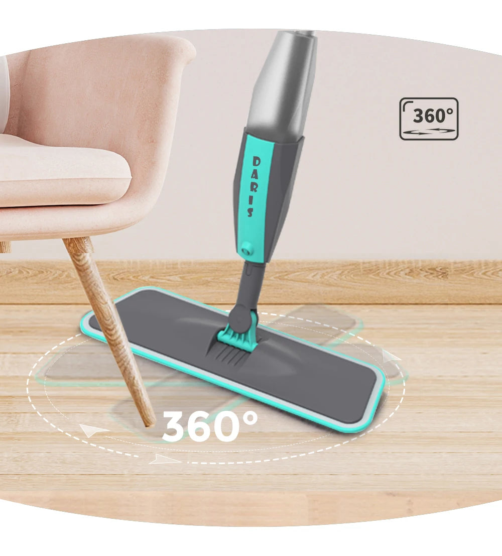 Magic Floor Cleaning Sweeper Brooms With Microfiber Pads 360° Rotation Flat Spray Floor Mop Broom For Cleaning Home Spin Mop
