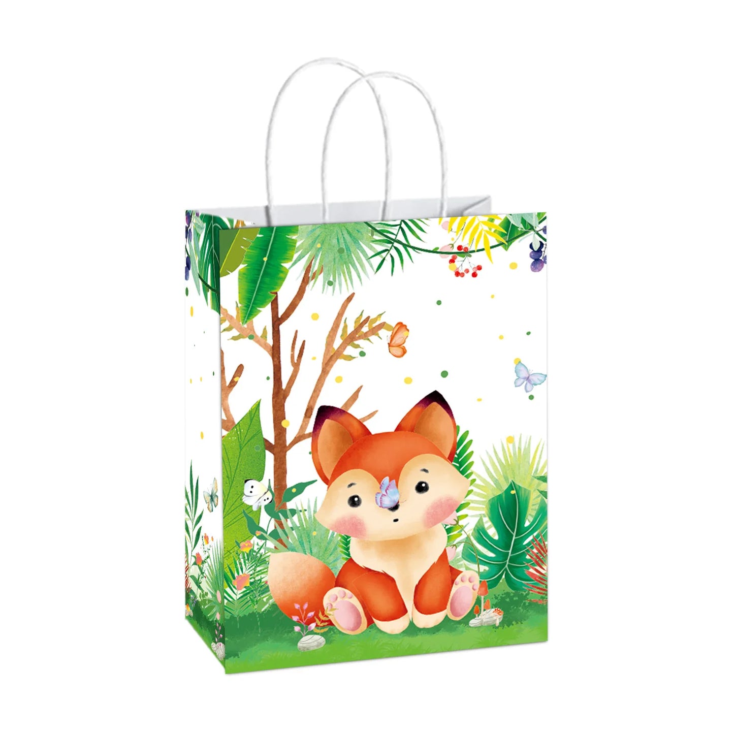 10-49pcs Cartoon Jungle Animals Gift Handbag Zebra Tiger Giraffe Fox Candy Package Jungle Theme Birthday Party Decor Supplies