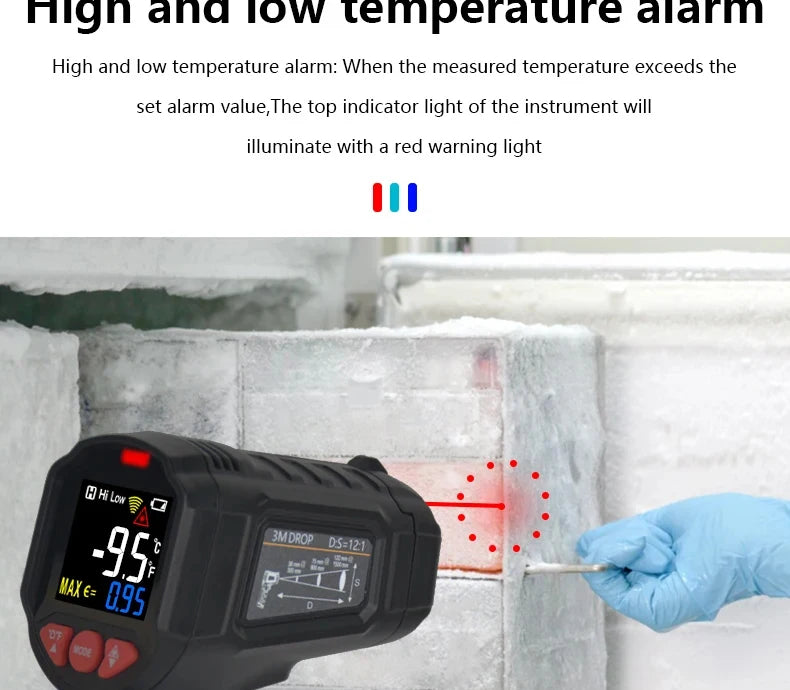 -50~800℃ Digital Thermometer Infrared Thermometers  Non-contact Pyrometer Kitchen Laser Temperature Meter Hygrometer Mestek